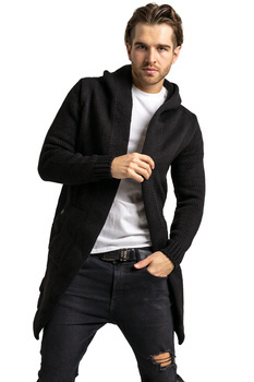 Cardigan UNDERWORLD asimetric cu glugă în negru