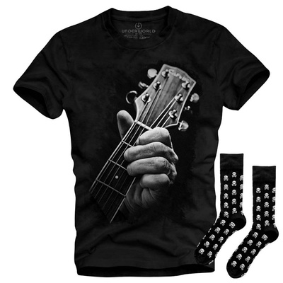 Set cadou T-shirt + șosete UNDERWORLD Guitar / Skulls