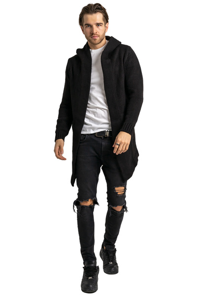 Cardigan UNDERWORLD asimetric cu glugă în negru