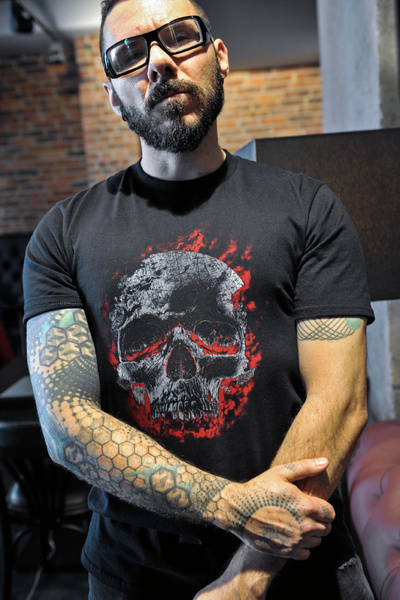 Tricou pentru bărbați UNDERWORLD Skull in fire