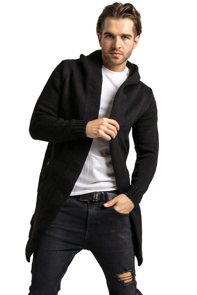 Cardigan UNDERWORLD asimetric cu glugă în negru
