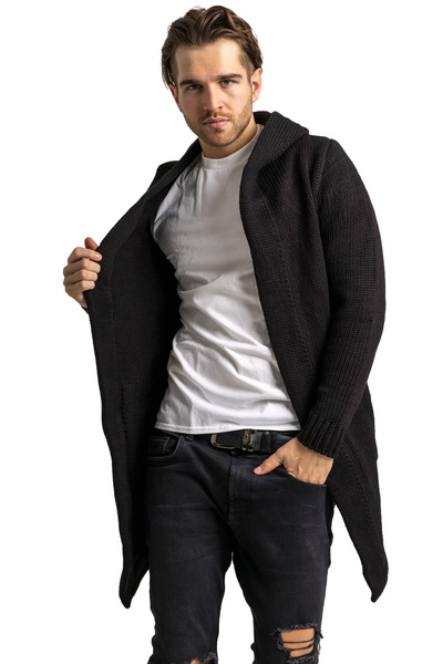 Cardigan UNDERWORLD asimetric cu glugă în negru