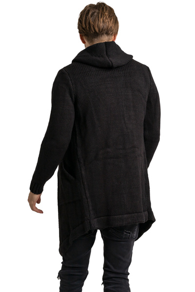 Cardigan UNDERWORLD asimetric cu glugă în negru