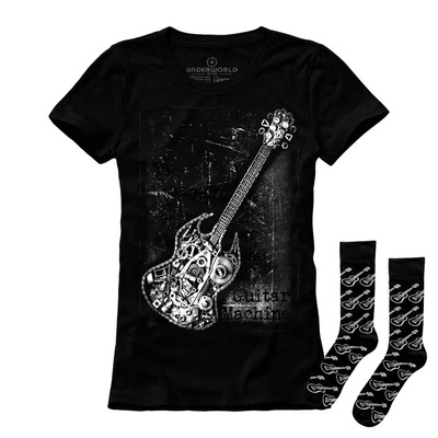 Set cadou T-shirt femeie + șosete UNDERWORLD Guitar machine