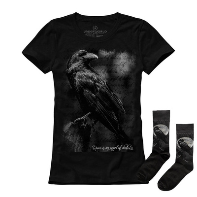 Set cadou T-shirt femeie + șosete UNDERWORLD Raven